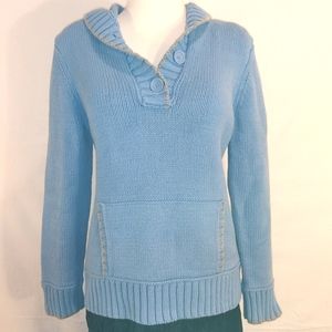LIZ CLAIBORNE hooded sweater, light blue, L